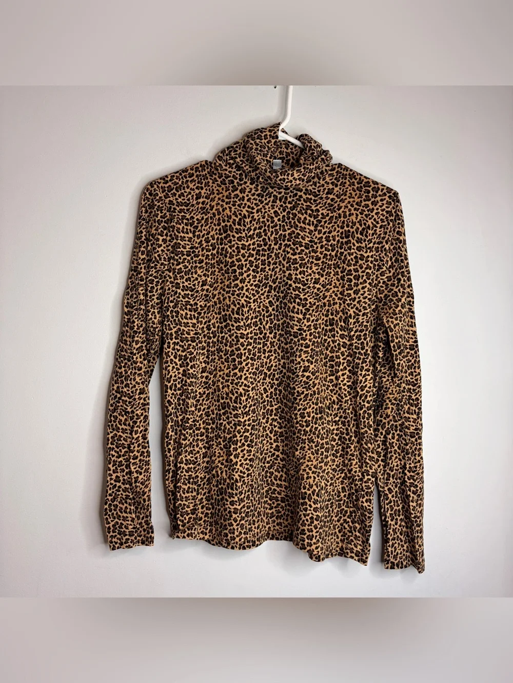 J. Crew Leopard Print Long Sleeve Turtleneck Top‎ 100% Cotton Medium